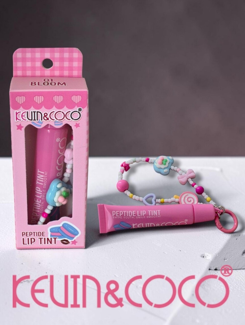KEVIN & COCO Peptide Lip Tint with Keychain - 01 BLOOM